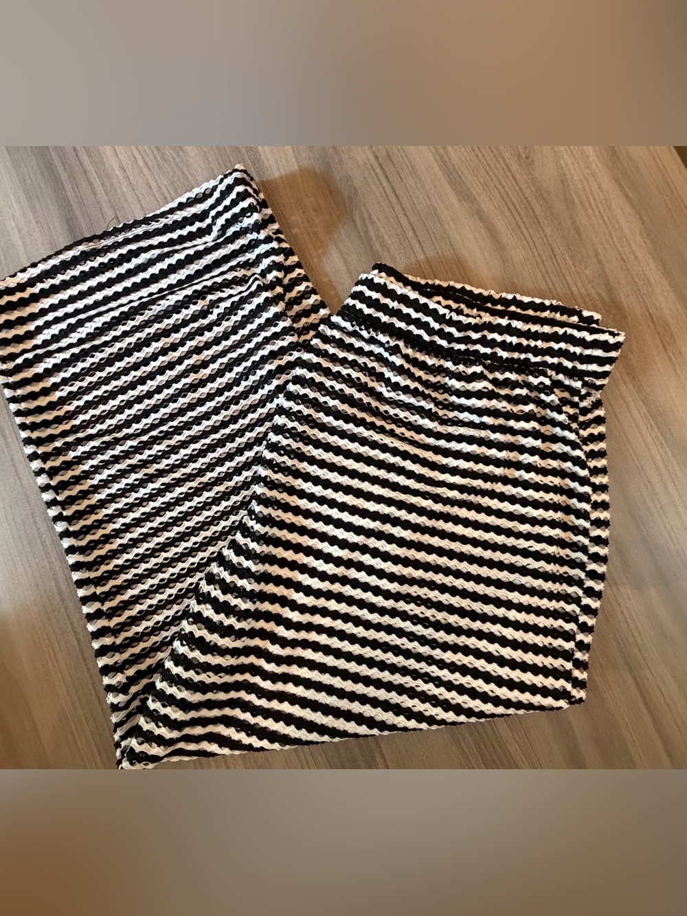 Time & Tru Striped Black and White Wide Leg Pants with Elastic Waist- size 3X